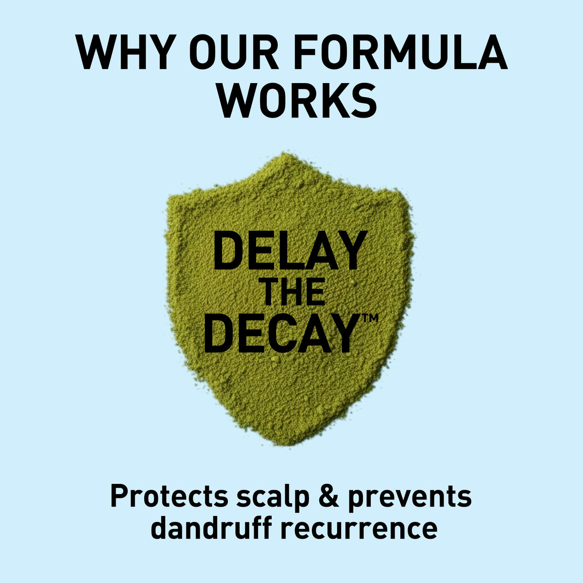Green shield with 'DELAY THE DECAY' text on a light blue background