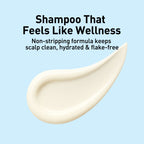 Shampoo sample with text on a light blue background