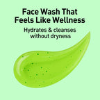 Green face wash product with text on a light green background