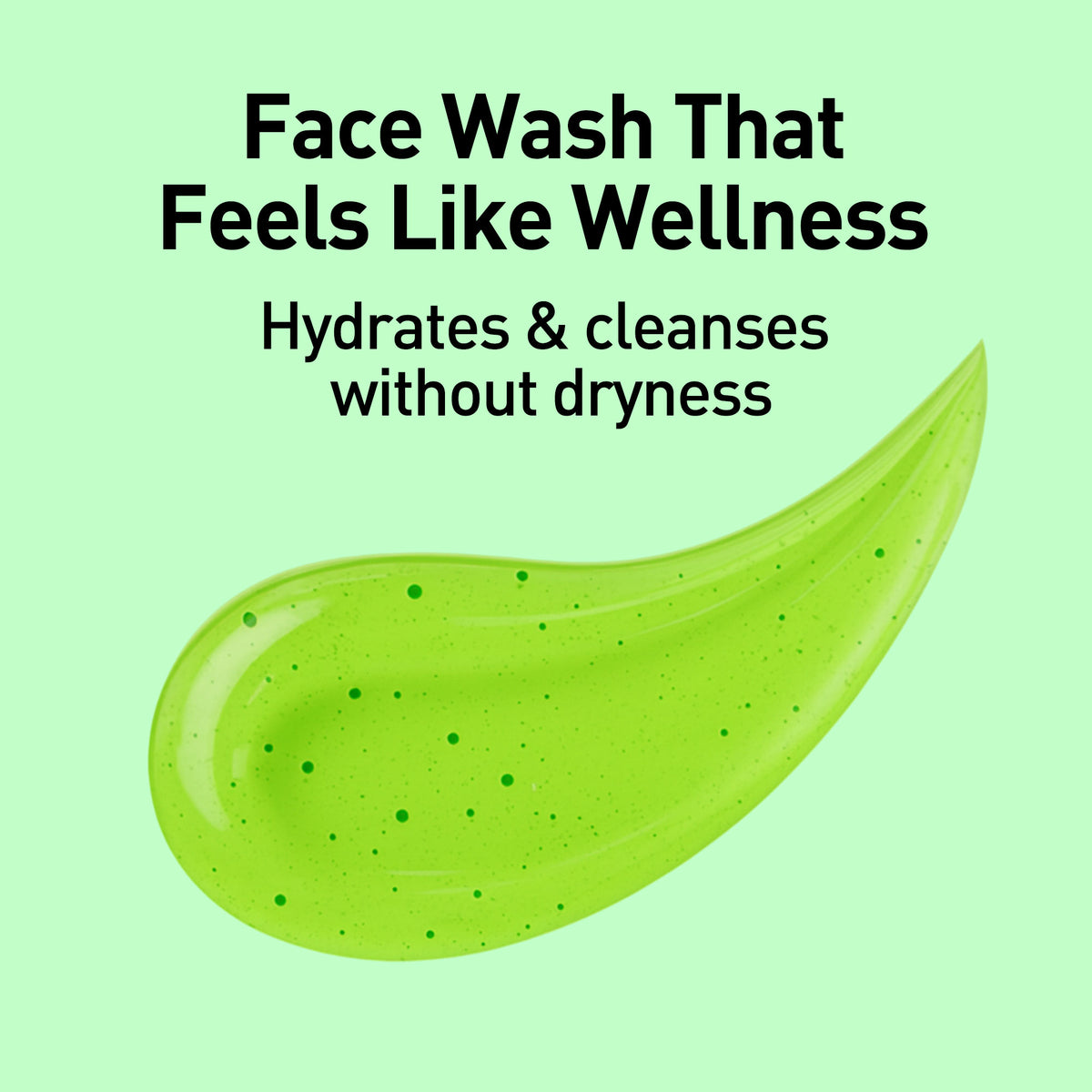 Green face wash product with text on a light green background