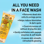 Papaya Face Wash tube with text on a blue background