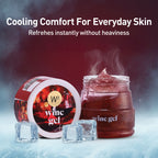 Wine gel product with ice cubes and text on a dark background