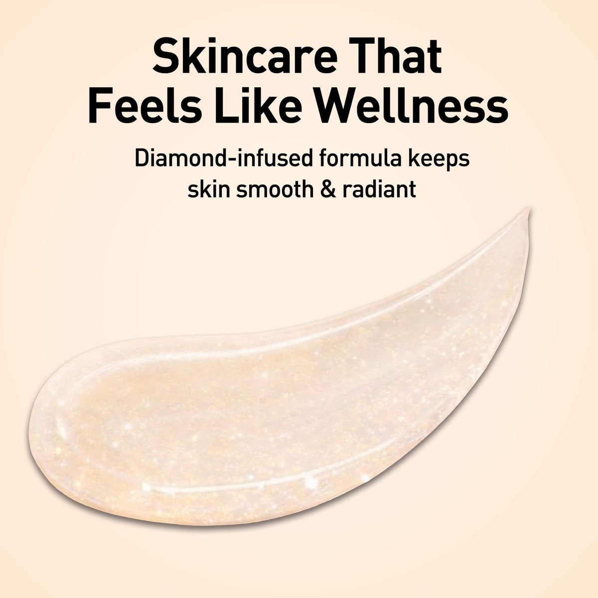 Skincare product with diamond-infused formula on a beige background