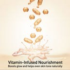 Vitamin capsules with a splash of liquid on a beige background, promoting vitamin-infused nourishment.